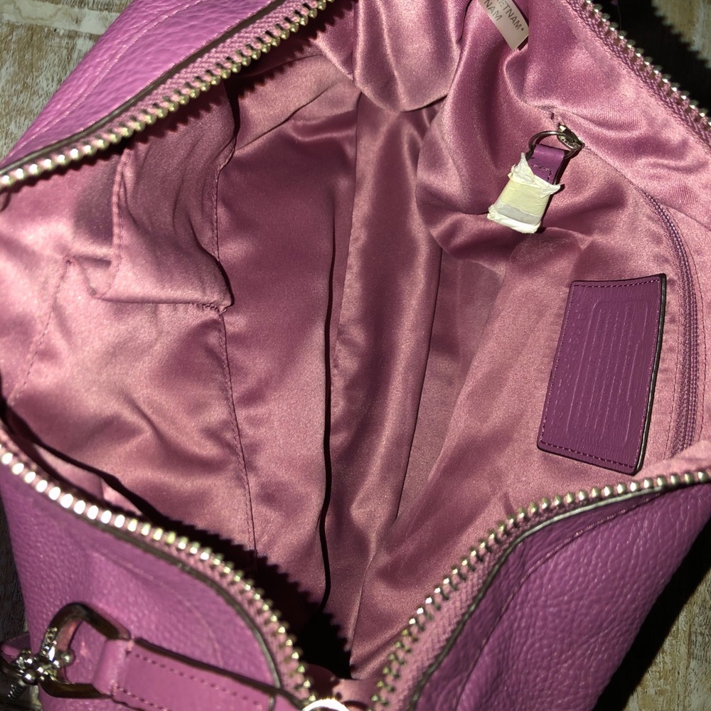 Coach Pink Leather Shoulder Bag with Tassel - Picture 7 of 10